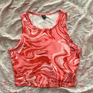 SHEIN Pink Fitted Crop Tank Top Sleeveless